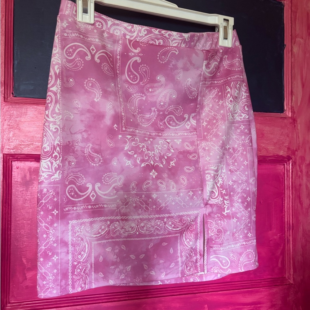 Fashion Nova Pink Paisley Skirt